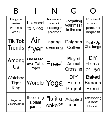 Covid-19 Bingo Card