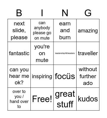 EG Call Bingo Card