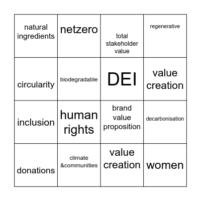 SLT SUSTAINABILITY BINGO Card