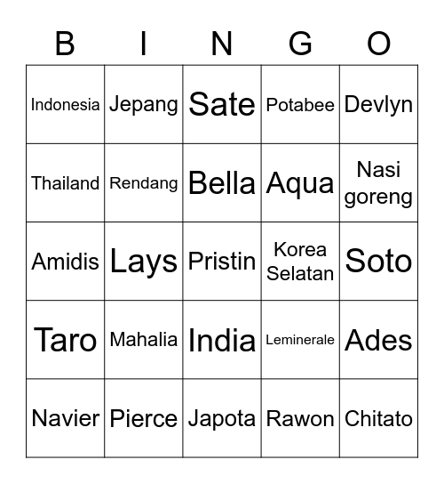 Bingo Danish Bingo Card