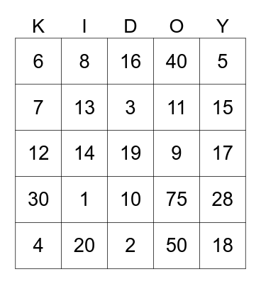 BINGO with DAYEON Bingo Card