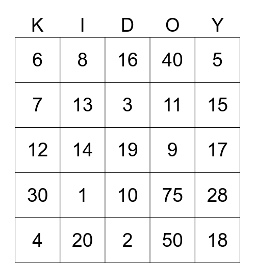 BINGO with DAYEON Bingo Card