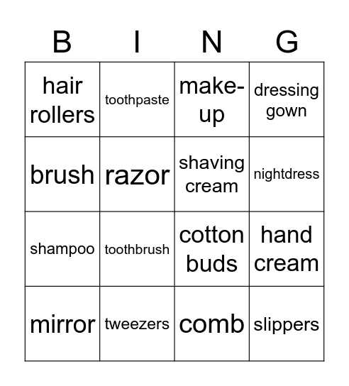 The nursing home Bingo Card