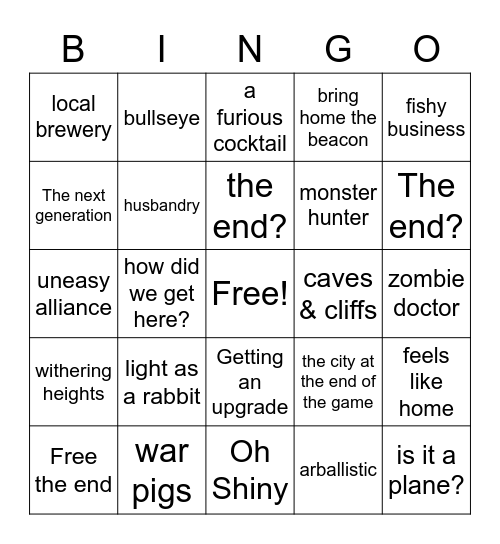 Advancement bingo Card