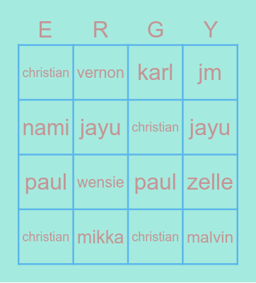ERGNIGHT 2022 Bingo Card