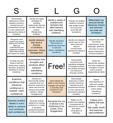 Social Emotional Learning Bingo Card