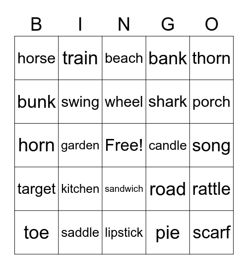 Wyatt's Bingo Card