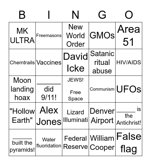 Conspiracy Bingo! Bingo Card