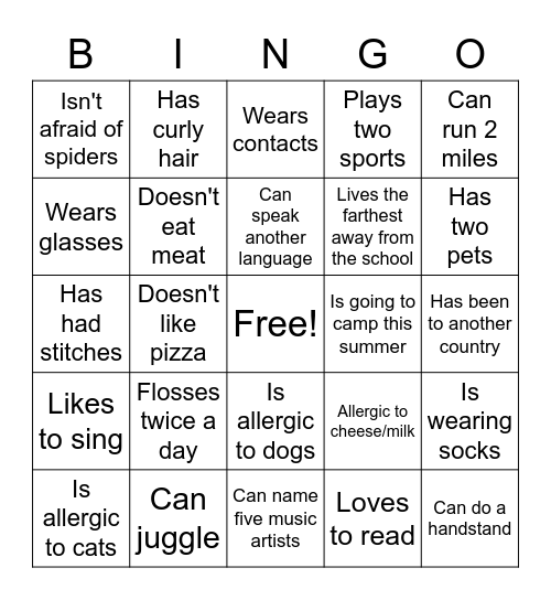 ECC Teen Bingo Card