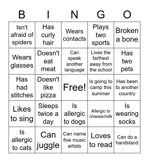 ECC Teen Bingo Card