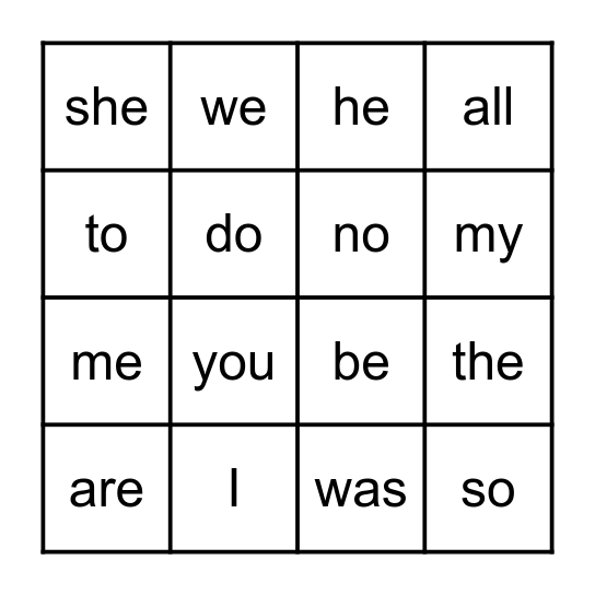 Red Words Bingo Card