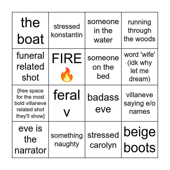 s4 trailer bingo Card