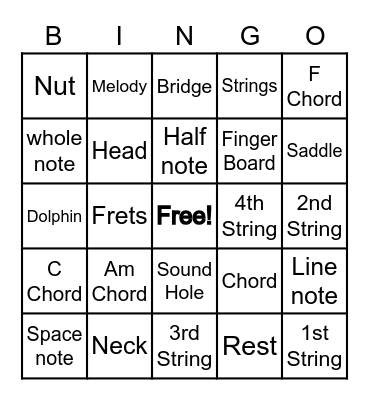 Ukulele Bingo Card