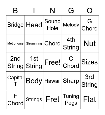 Ukulele Bingo Card