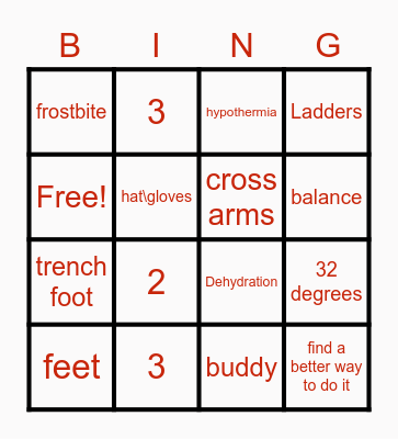 Safety Bingo Card