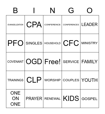 UNIT B Bingo Card