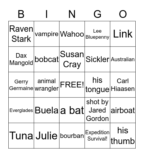 CHOMP Bingo Card