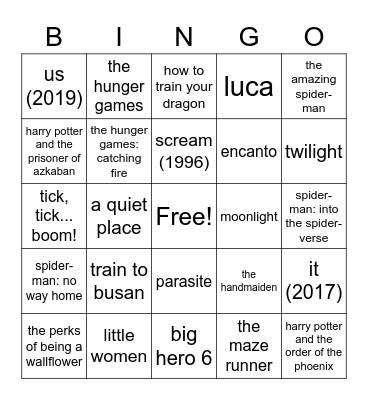 MAE'S MOVIE BINGO Card