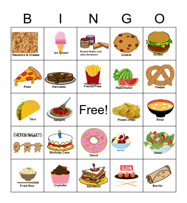 Food Bingo Card