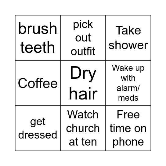 Sunday morning Bingo Card