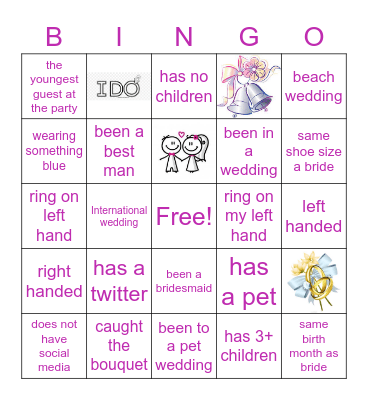 Ariella's Bridal Shower Bingo Card