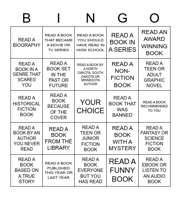 Winter Reading Bingo Card