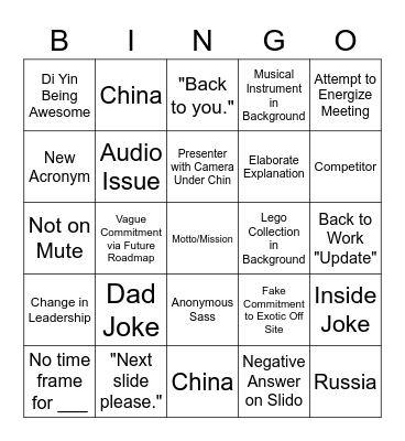 CNS Townhall Bingo Card