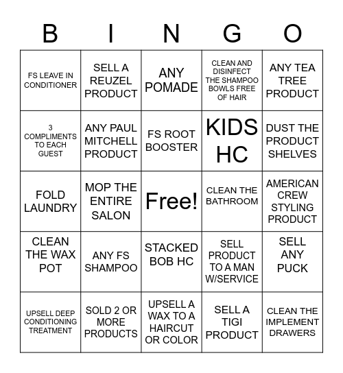 Salon Bingo Card