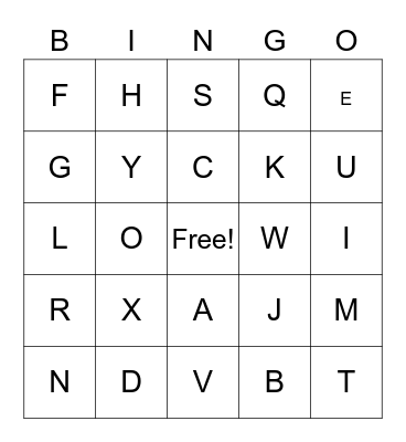 The Alphabet Bingo Card