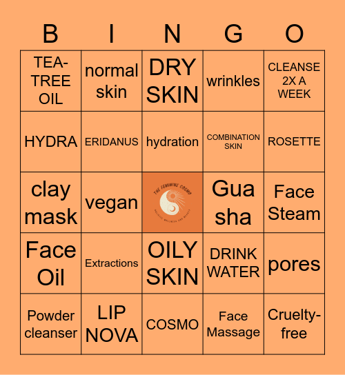 Skincare Bingo Night Bingo Card
