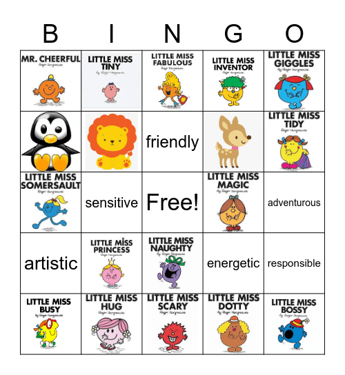 Mr Men & Little Miss Bingo Card