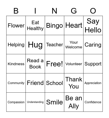 Kindness Bingo Level 2 Bingo Card