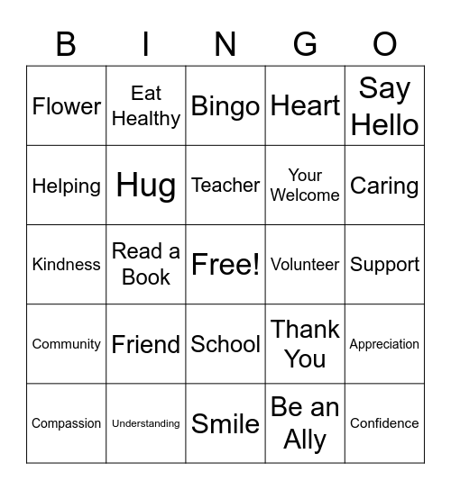 Kindness Bingo Level 2 Bingo Card