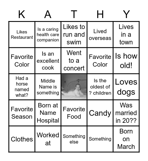 Kathy's 60th Birthday Bingo Card