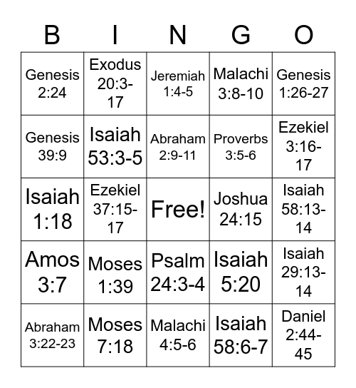 Doctrinal Mastery Bingo Card