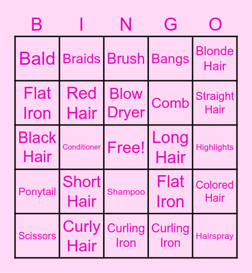 Hair Salon Bingo Card