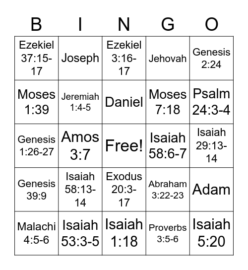 DM Old Testament 1 Bingo Card