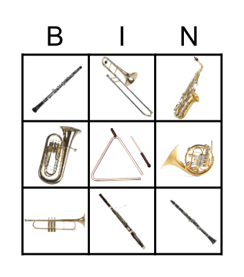 Small Instrument Bingo Card