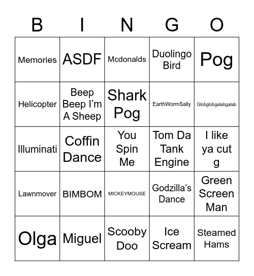 Meme Machine Bingo Card