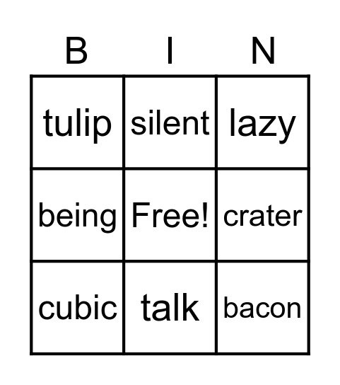 Unit 4 Bingo Card