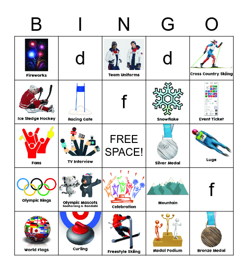 Winter Olympics Bingo Card