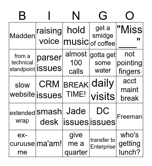 CRS Bingo Card