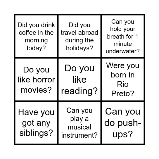 T3 Bingo Card