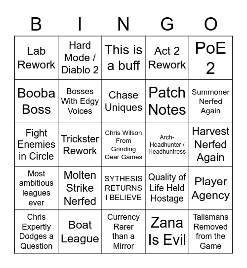 3.17 POE REVEAL BINGO Card