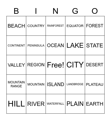 GEOGRAPHY REVIEW Bingo Card