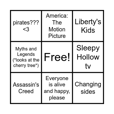 amrev crossovers\AU bingo Card