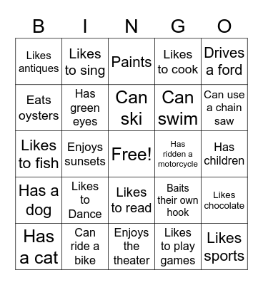 Get To Know You Bingo Card
