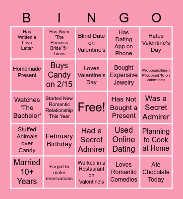 MRT Valentine's Bingo Card