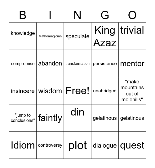 Wit and Wisdom Module 2 Bingo Card