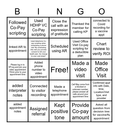 QA BINGO Card